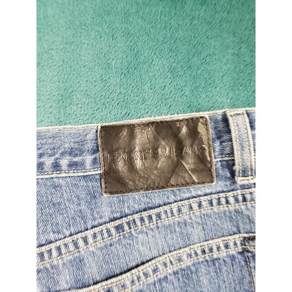 Express Jeans Size 34x32 Mens Blue Pants Denim Baggy Mid Rise Loose Bootcut - Picture 13 of 14